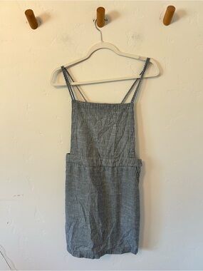 EUC Sadie & Sage Striped Pinafore Overall Dress Sz Medium Summer Blue White